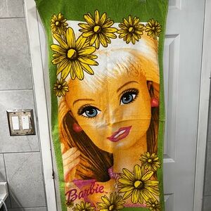Vintage Barbie Beach Towel with Floral Design